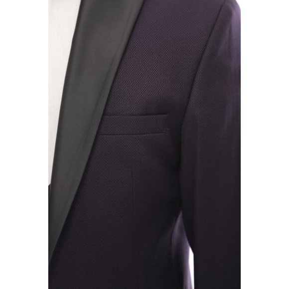 Derman Purple Satin Collar 3 Piece Tuxedo - Picture 4 of 6